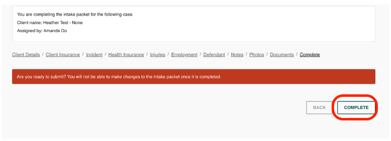 Complete an Intake Packet – CASEpeer