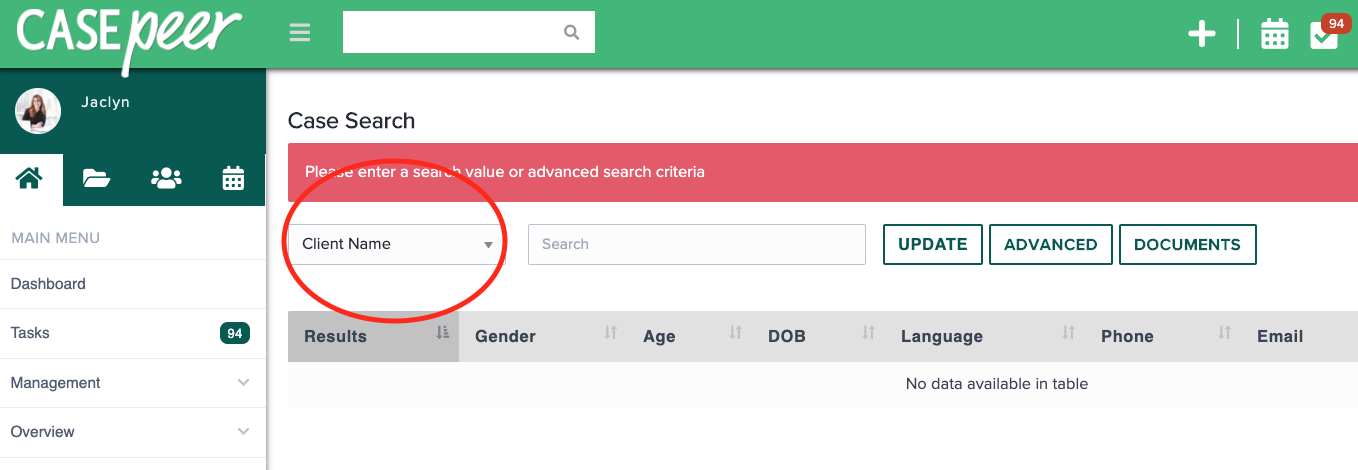 Advanced Case Search – CASEpeer